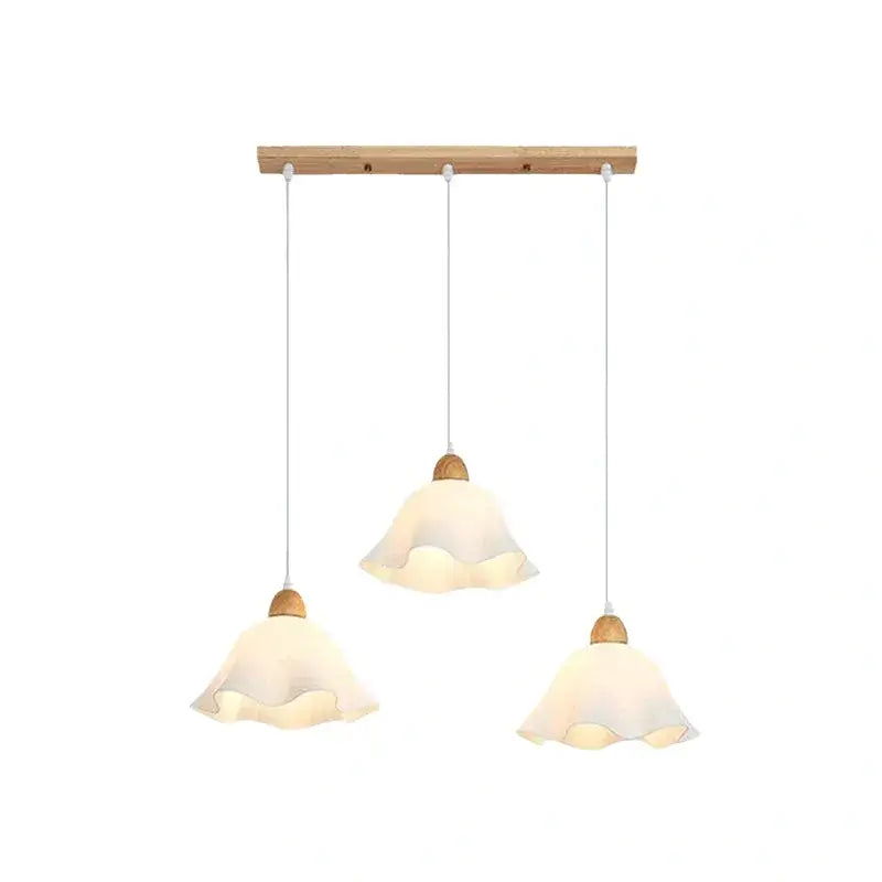 Nordic Flower LED Pendant Light – White Wood/Acrylic for Dining Room - Flindria