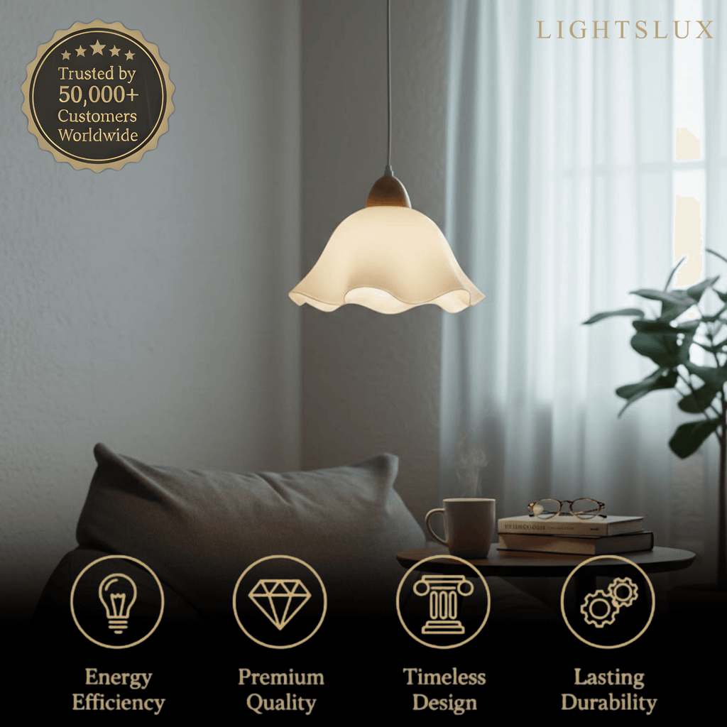 Nordic Flower LED Pendant Light – White Wood/Acrylic for Dining Room - Flindria