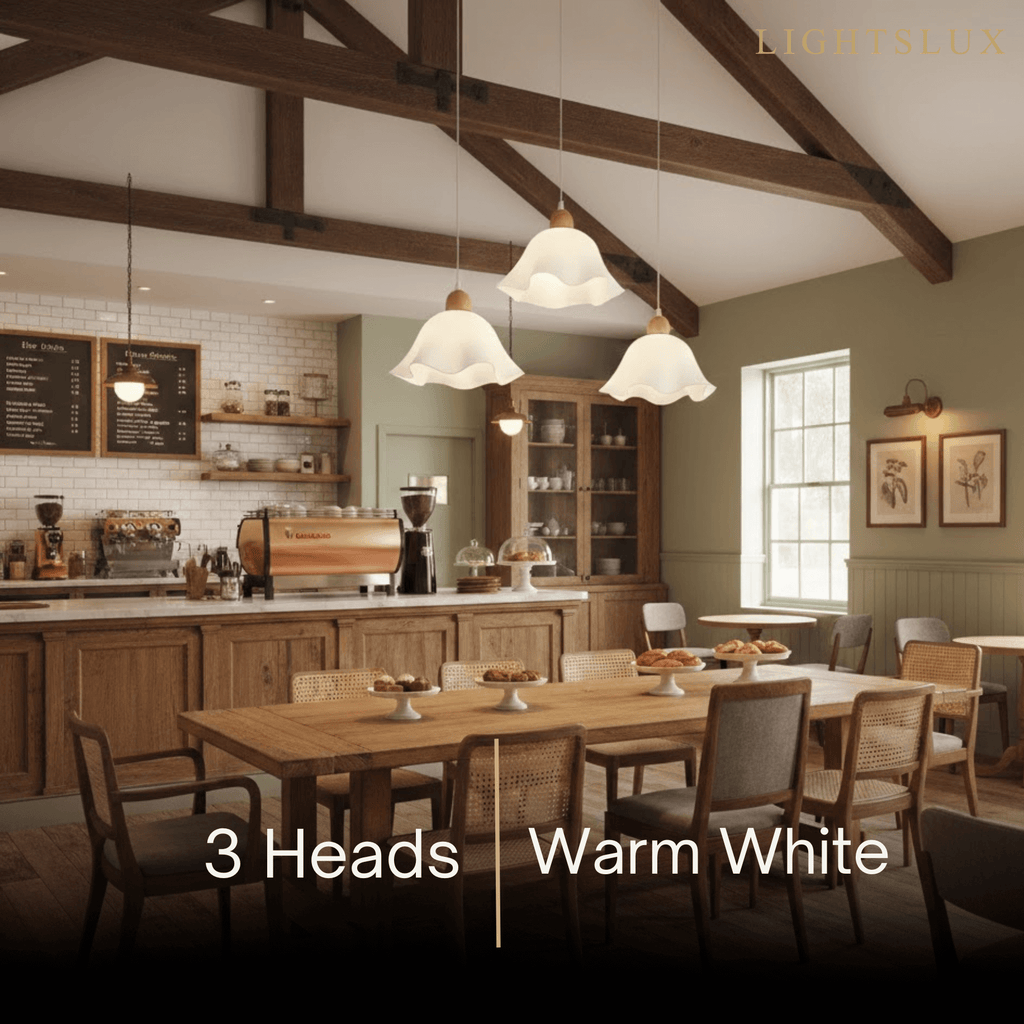 Nordic Flower LED Pendant Light – White Wood/Acrylic for Dining Room - Flindria