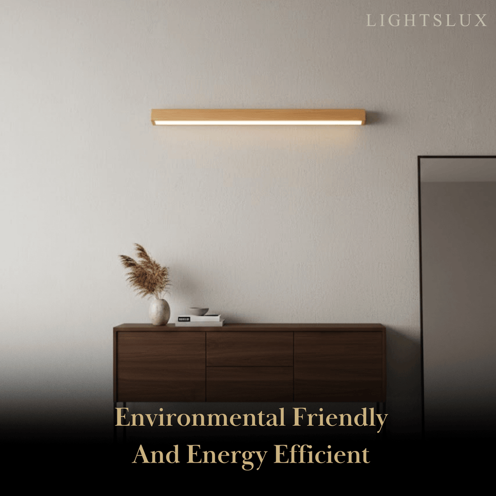 Minimalist Linear LED Ceiling Light – Walnut/Wood for Living Room - Flindria