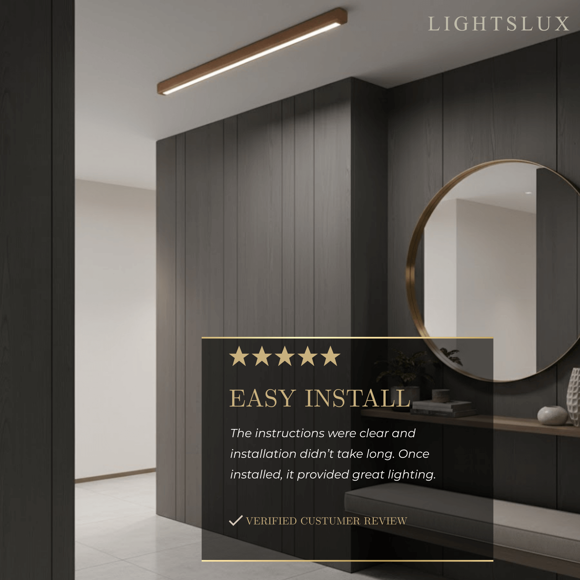 Minimalist Linear LED Ceiling Light – Walnut/Wood for Living Room - Flindria
