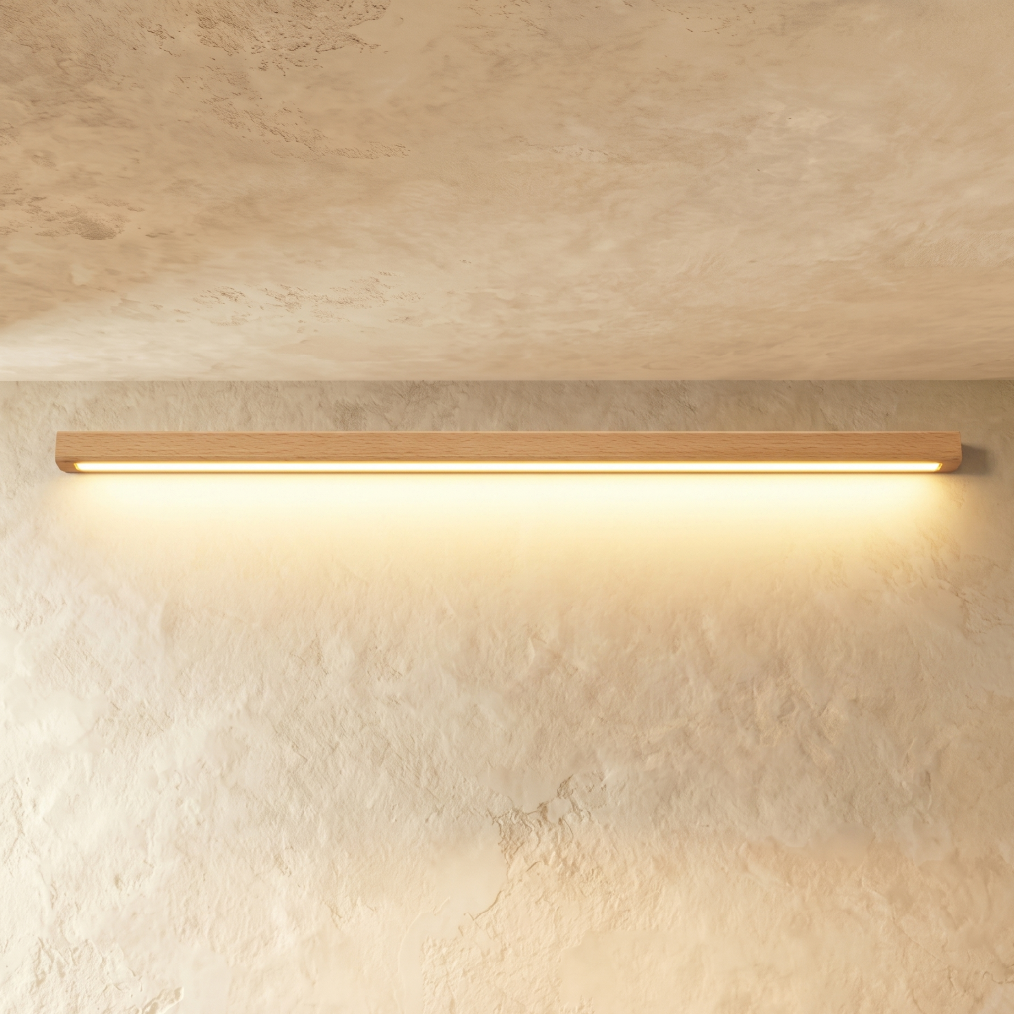 Minimalist Linear LED Ceiling Light – Walnut/Wood for Living Room - Flindria