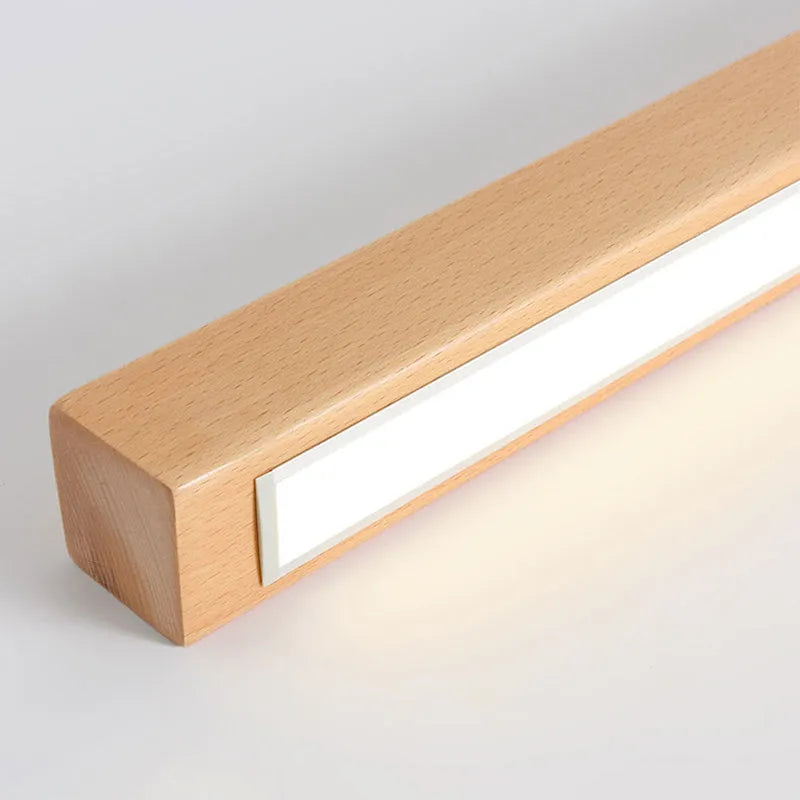 Minimalist Linear LED Ceiling Light – Walnut/Wood for Living Room - Flindria