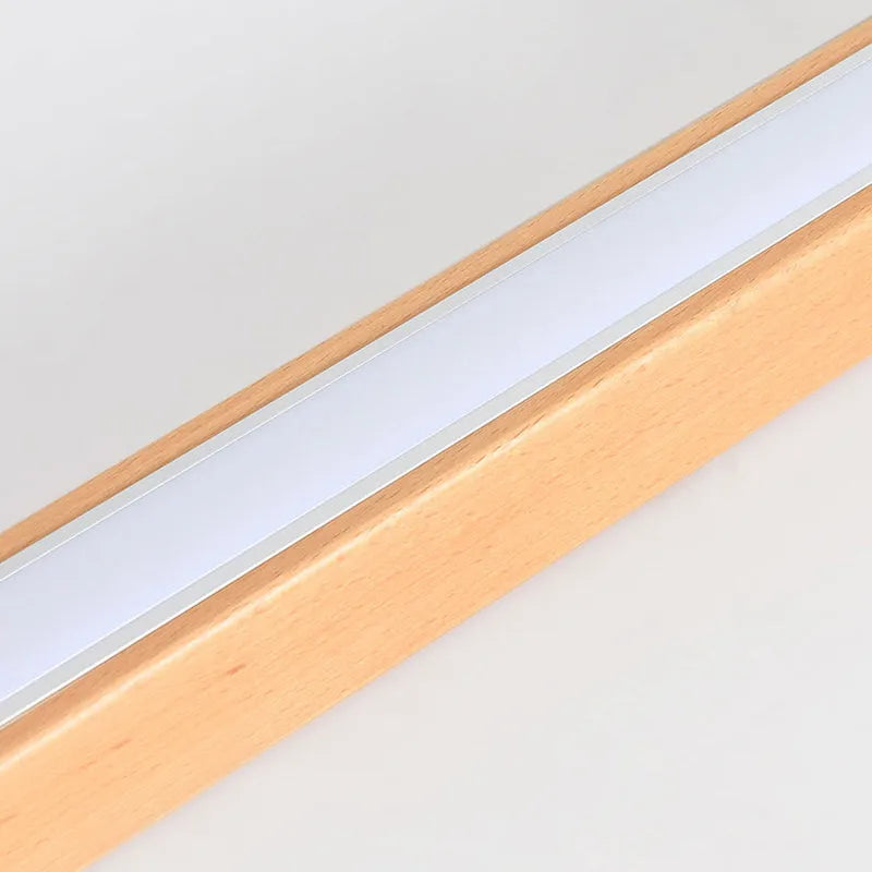 Minimalist Linear LED Ceiling Light – Walnut/Wood for Living Room - Flindria