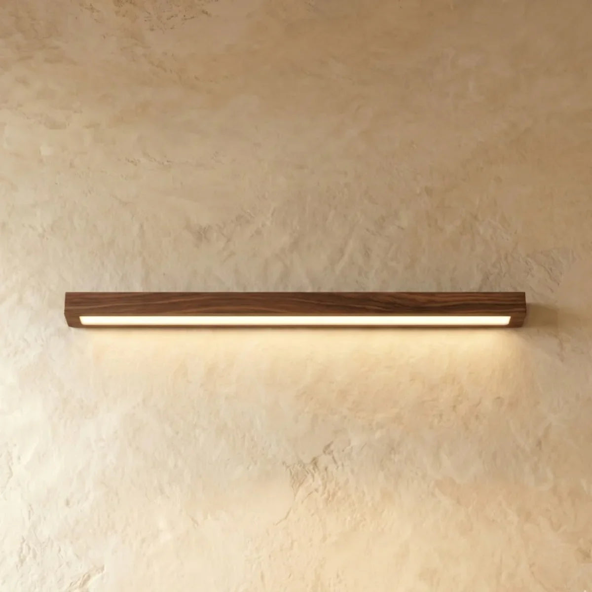 Minimalist Linear LED Ceiling Light – Walnut/Wood for Living Room - Flindria