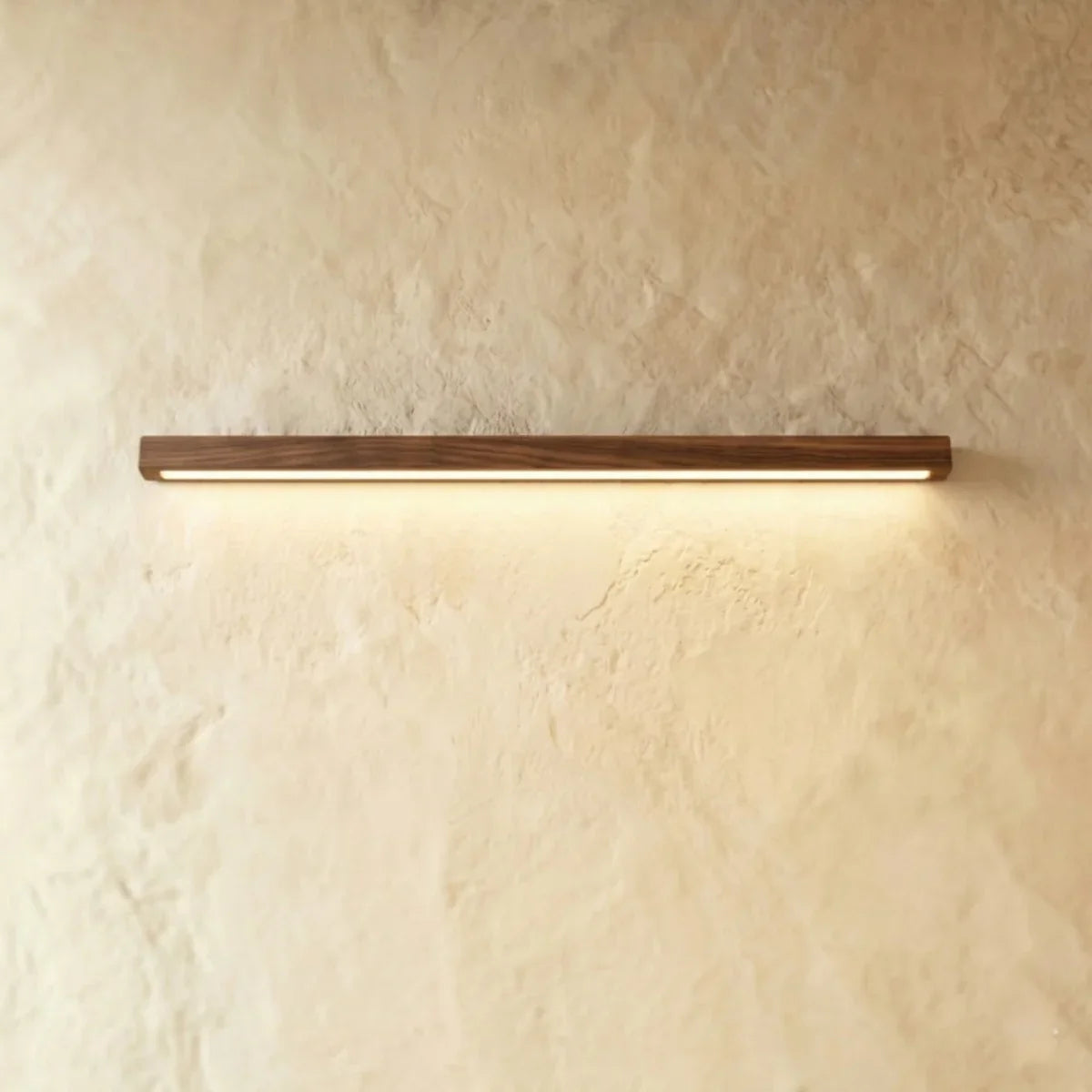 Minimalist Linear LED Ceiling Light – Walnut/Wood for Living Room - Flindria