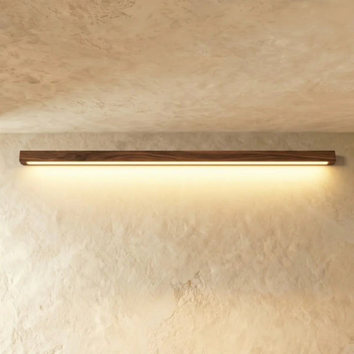 Minimalist Linear LED Ceiling Light – Walnut/Wood for Living Room - Flindria