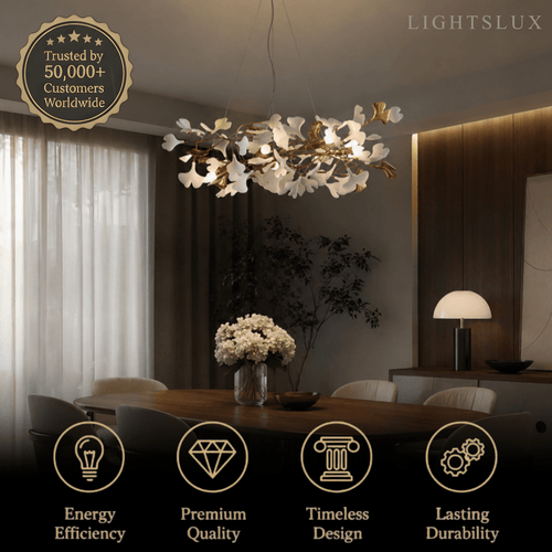 Art Deco Petal-Shaped Chandelier – Metal/Ceramic Fixture for Living Room - Flindria