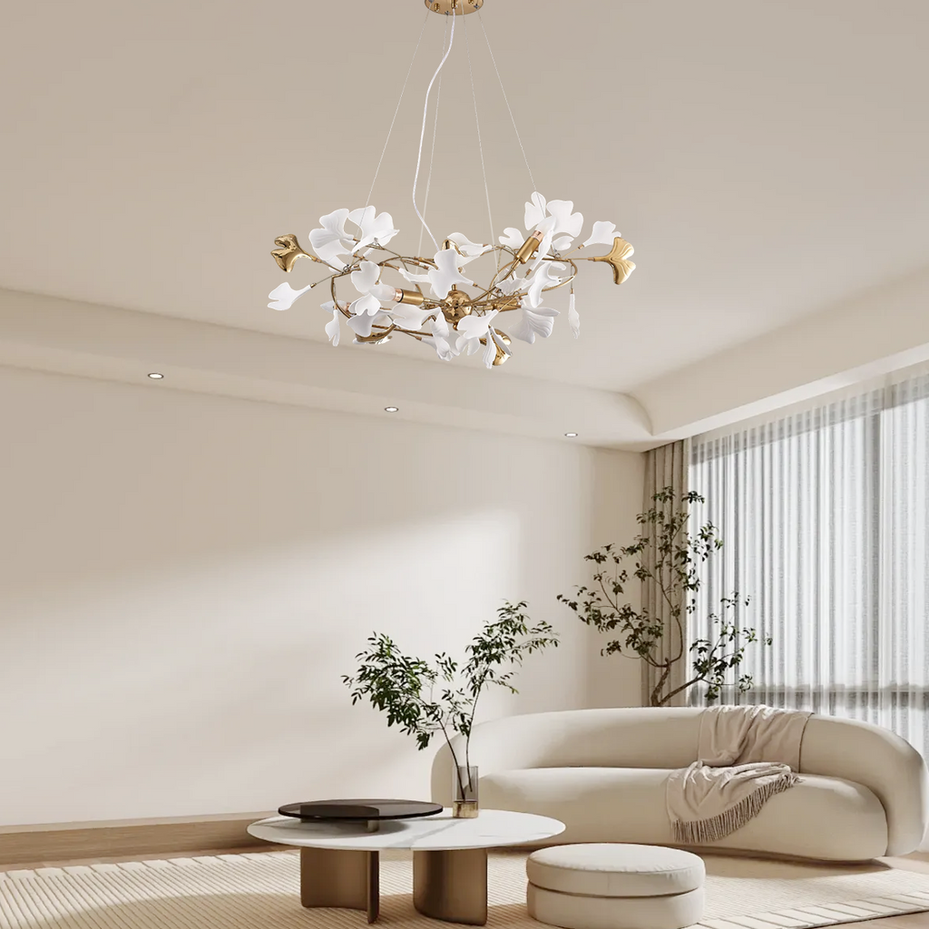 Art Deco Petal-Shaped Chandelier – Metal/Ceramic Fixture for Living Room - Flindria