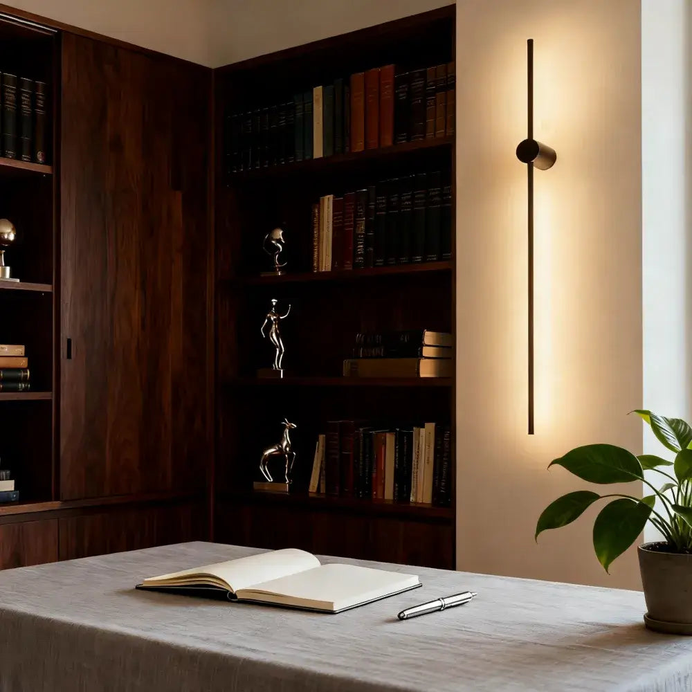 Minimalist Linear Wall Lamp – Black Modern Light for Living/Bedroom - Flindria