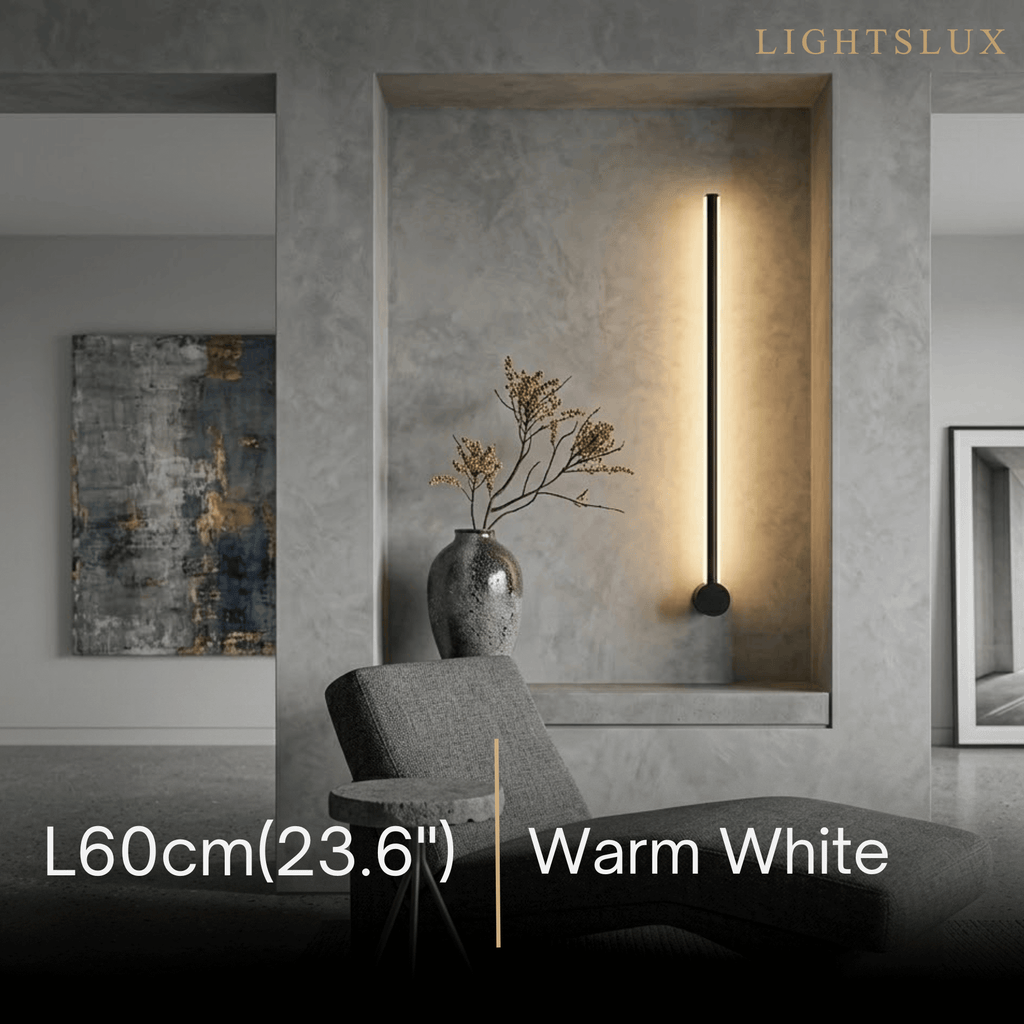 Minimalist Linear Wall Lamp – Black Modern Light for Living/Bedroom - Flindria
