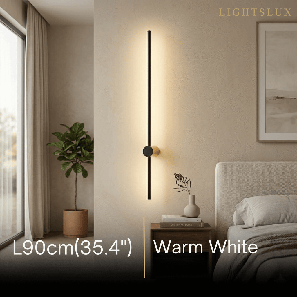 Minimalist Linear Wall Lamp – Black Modern Light for Living/Bedroom - Flindria