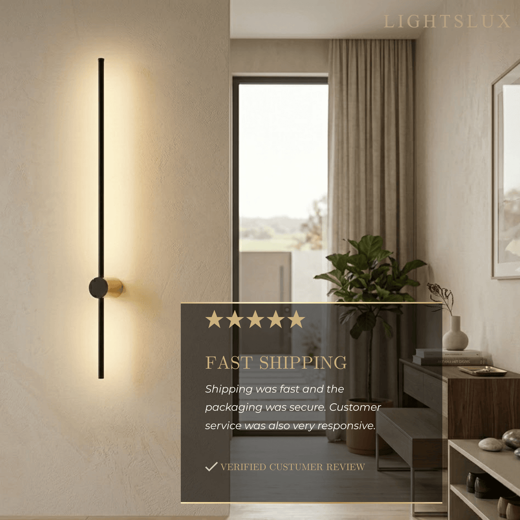 Minimalist Linear Wall Lamp – Black Modern Light for Living/Bedroom - Flindria