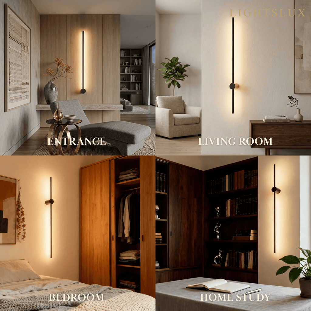 Minimalist Linear Wall Lamp – Black Modern Light for Living/Bedroom - Flindria