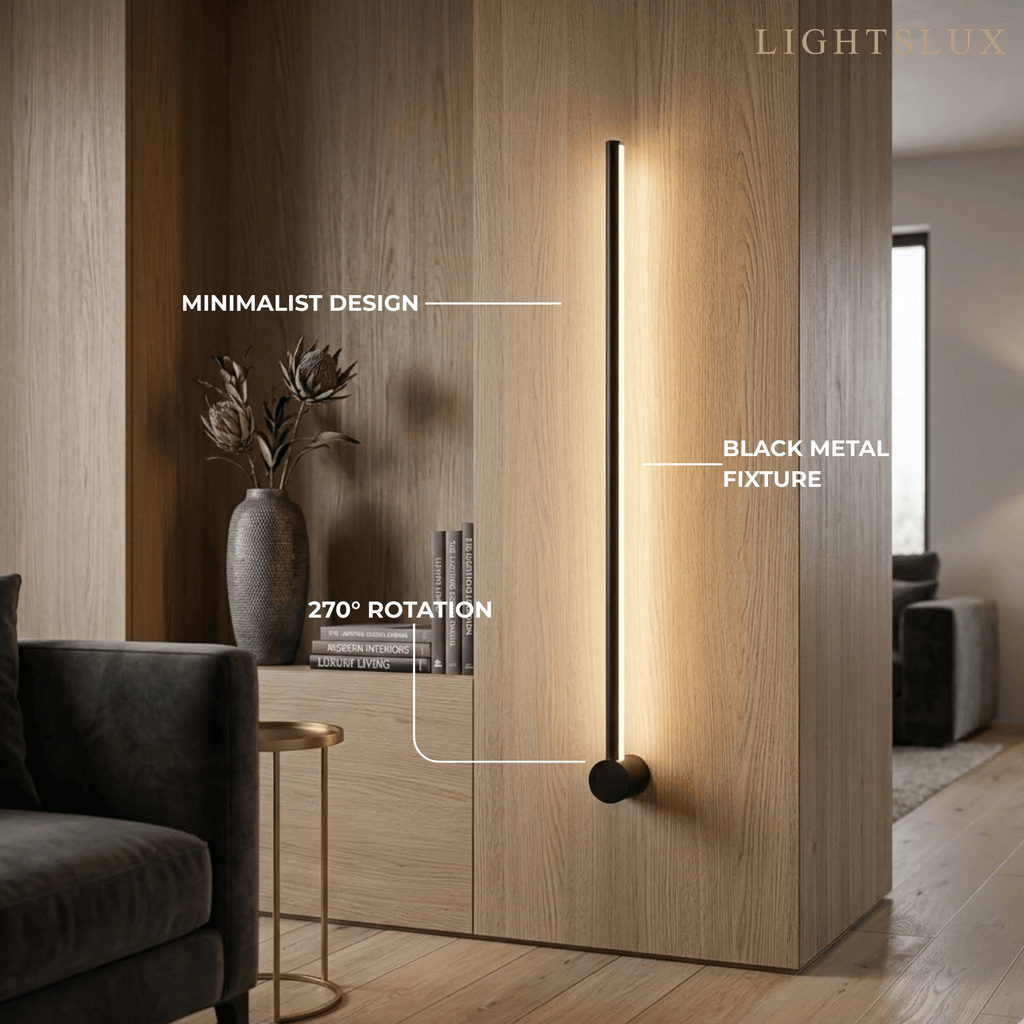 Minimalist Linear Wall Lamp – Black Modern Light for Living/Bedroom - Flindria
