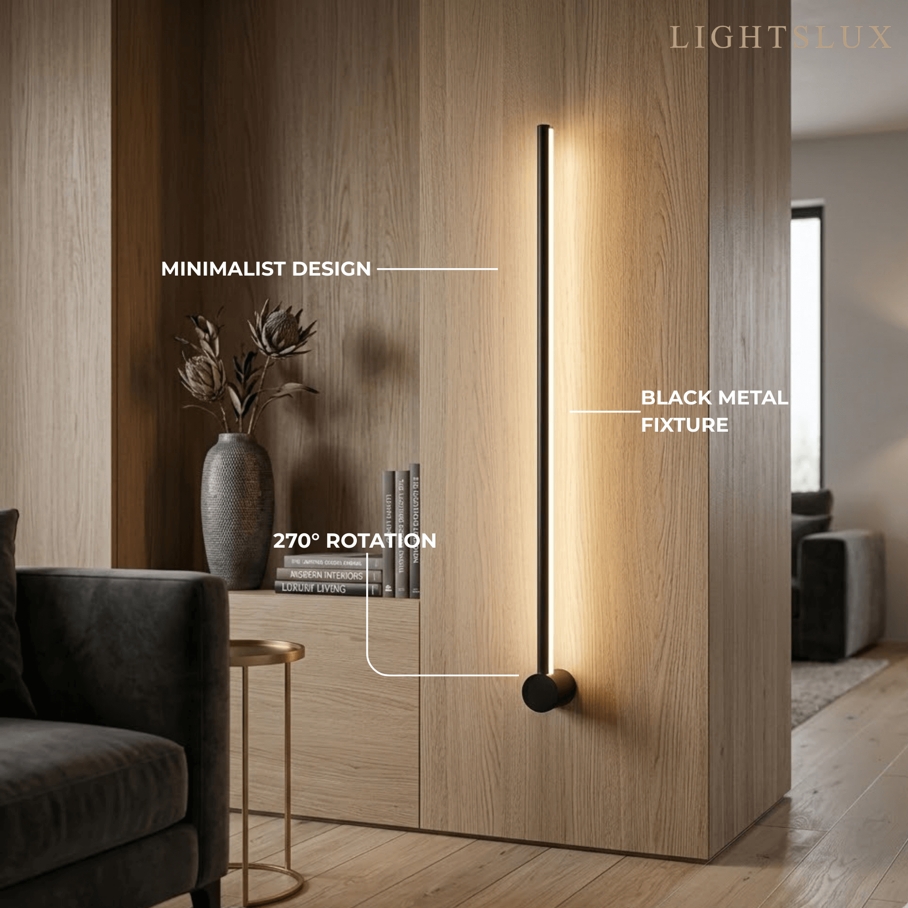 Minimalist Linear Wall Lamp – Black Modern Light for Living/Bedroom - Flindria