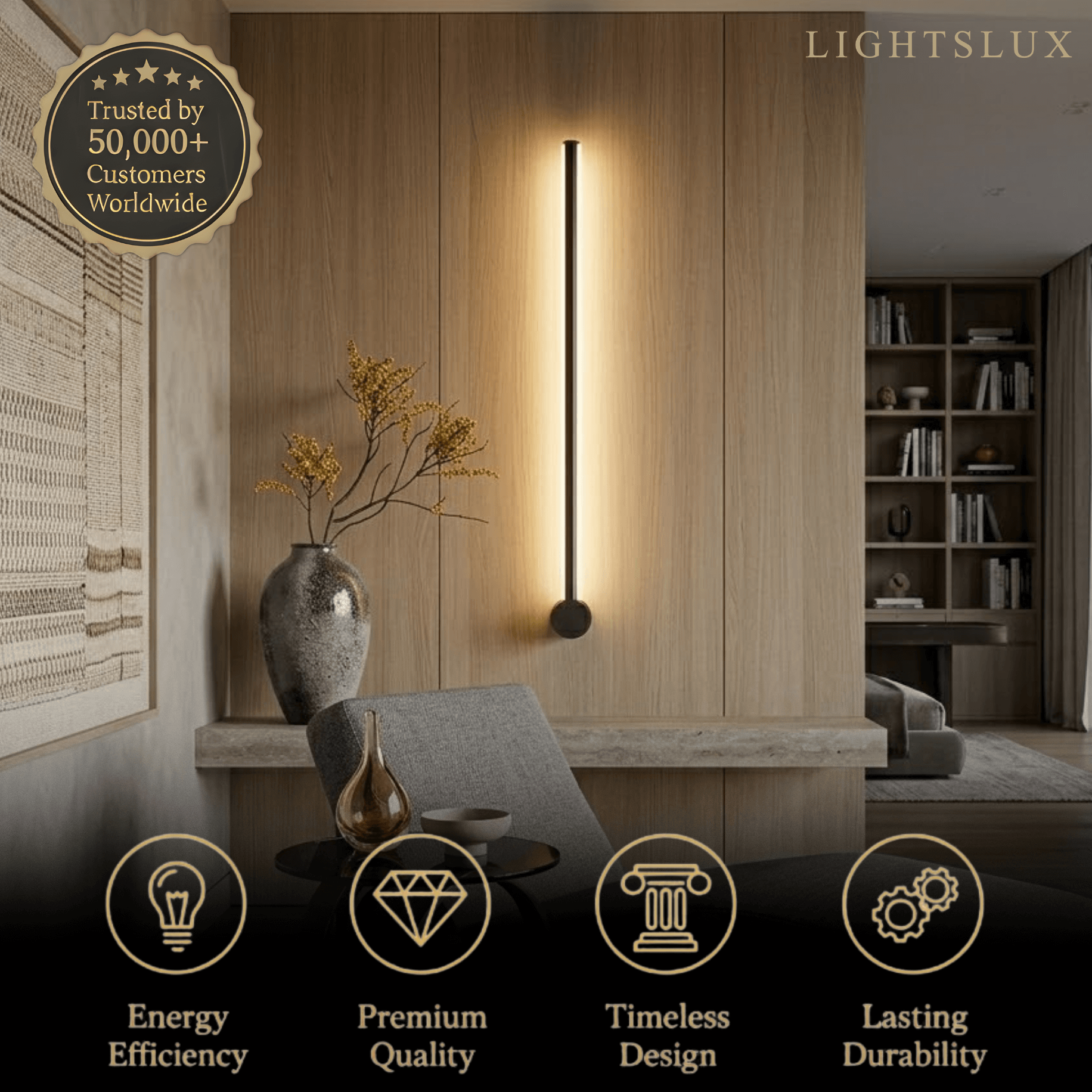 Minimalist Linear Wall Lamp – Black Modern Light for Living/Bedroom - Flindria