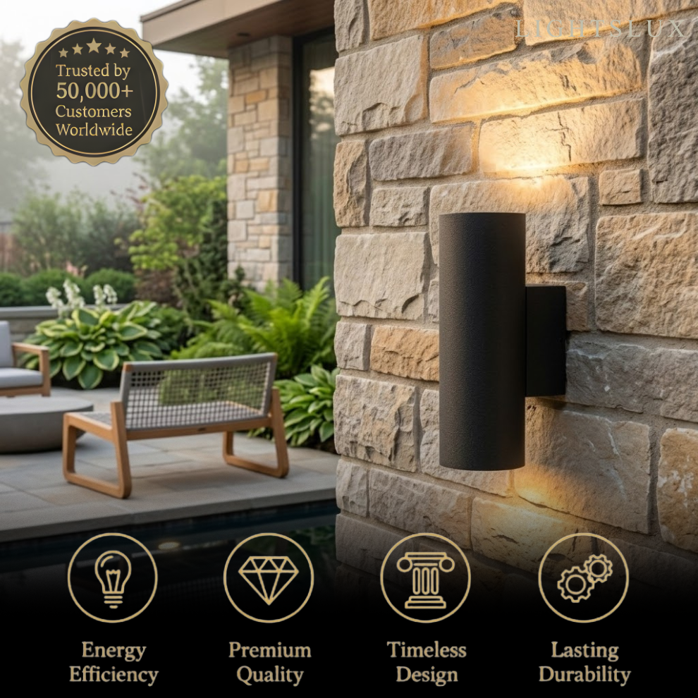 Modern Outdoor Wall Sconce- Black/White Cement Cylindrical Light for Courtyard - Flindria