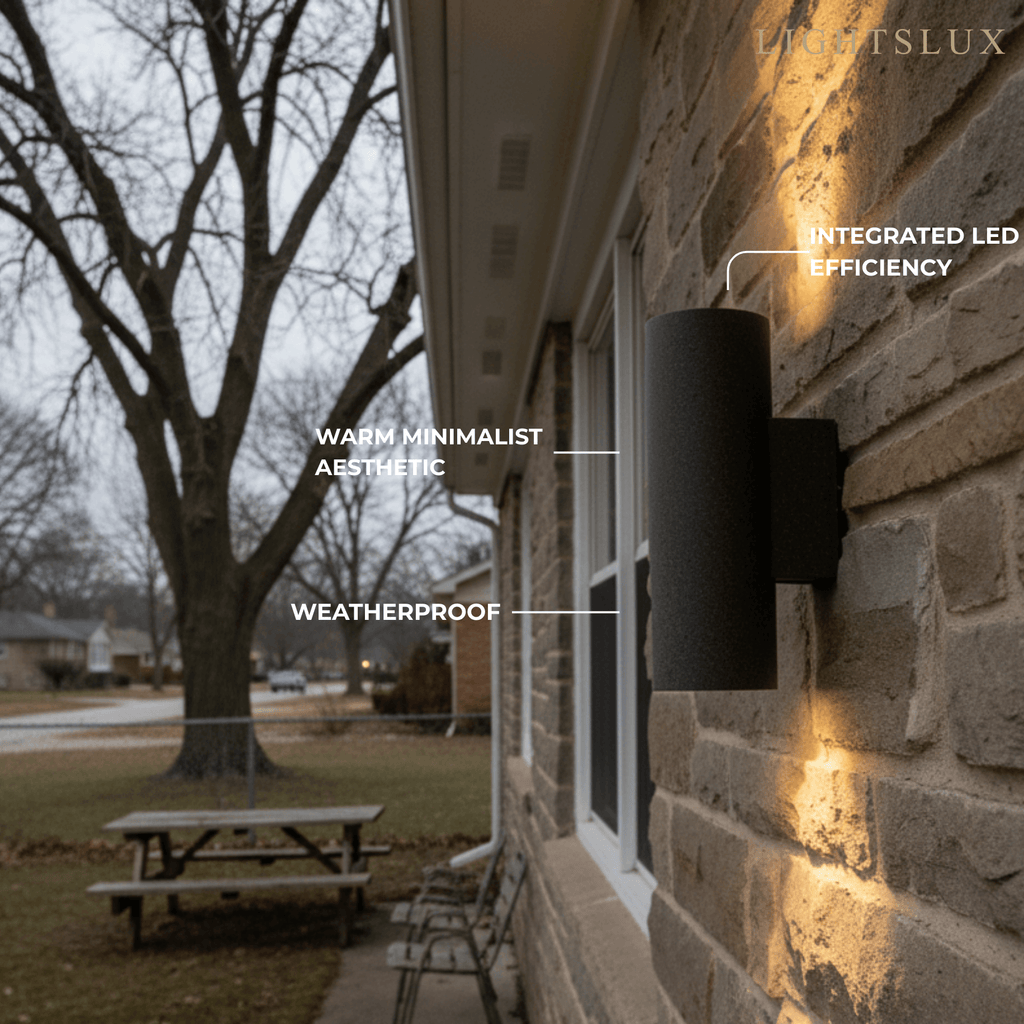 Modern Outdoor Wall Sconce- Black/White Cement Cylindrical Light for Courtyard - Flindria