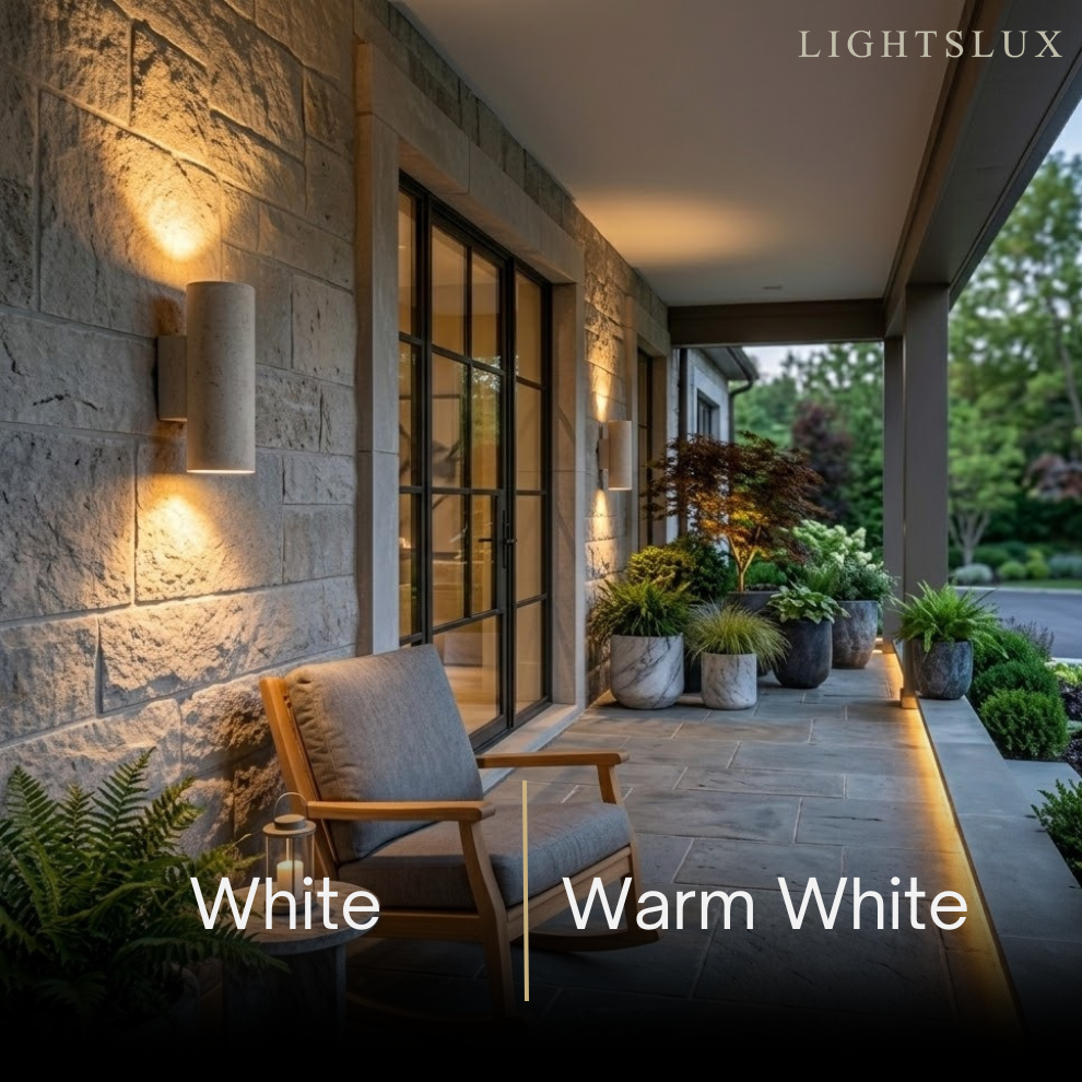 Modern Outdoor Wall Sconce- Black/White Cement Cylindrical Light for Courtyard - Flindria