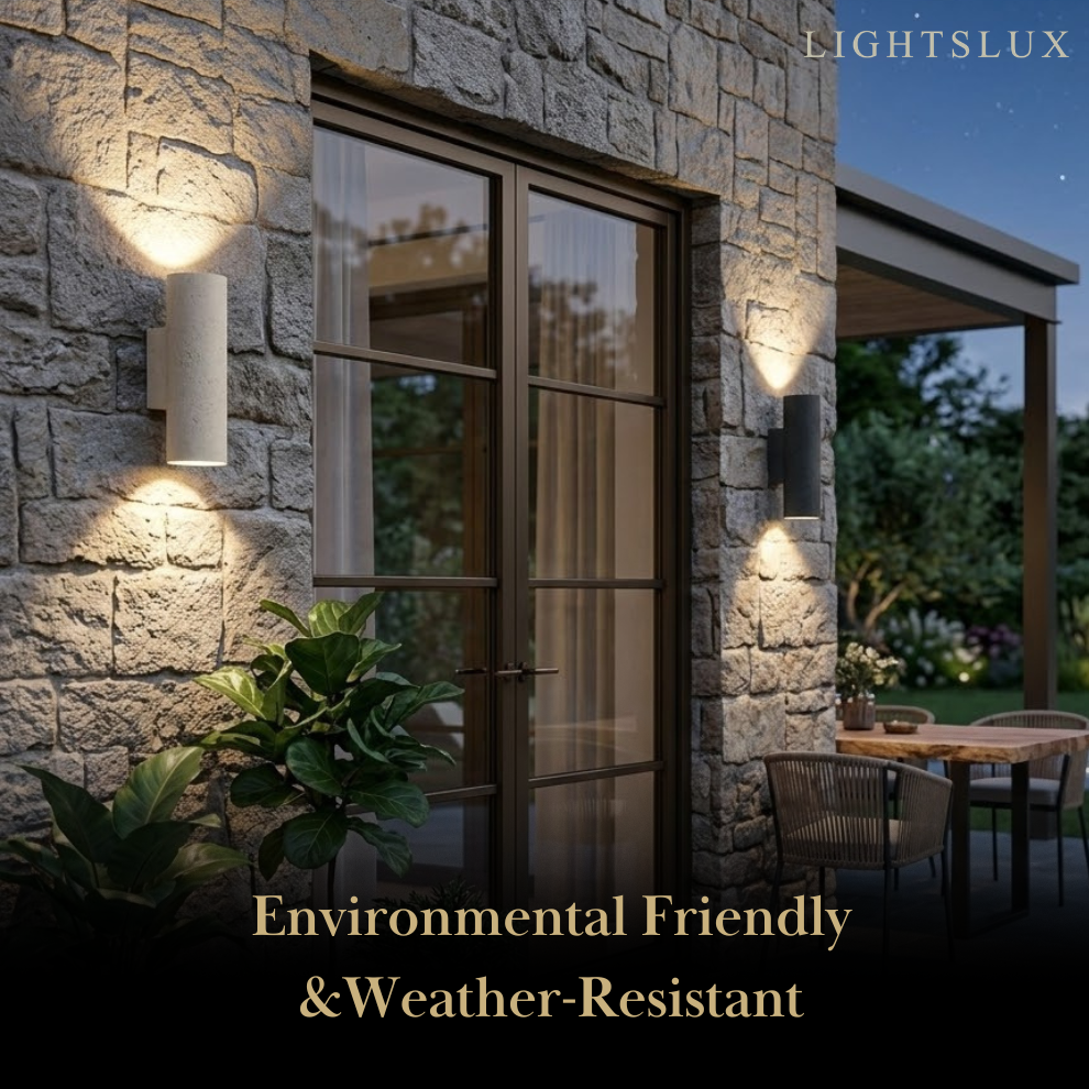 Modern Outdoor Wall Sconce- Black/White Cement Cylindrical Light for Courtyard - Flindria