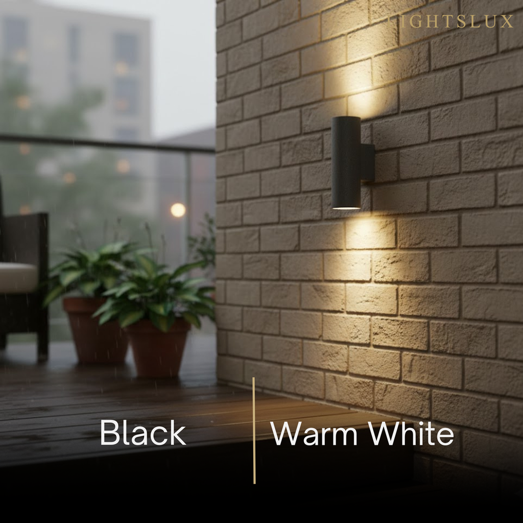 Modern Outdoor Wall Sconce- Black/White Cement Cylindrical Light for Courtyard - Flindria