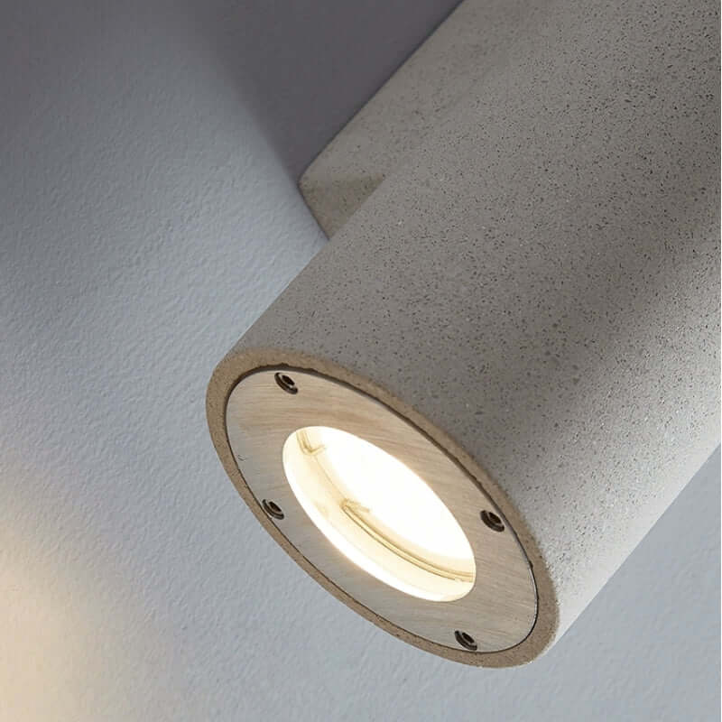 Modern Outdoor Wall Sconce- Black/White Cement Cylindrical Light for Courtyard - Flindria