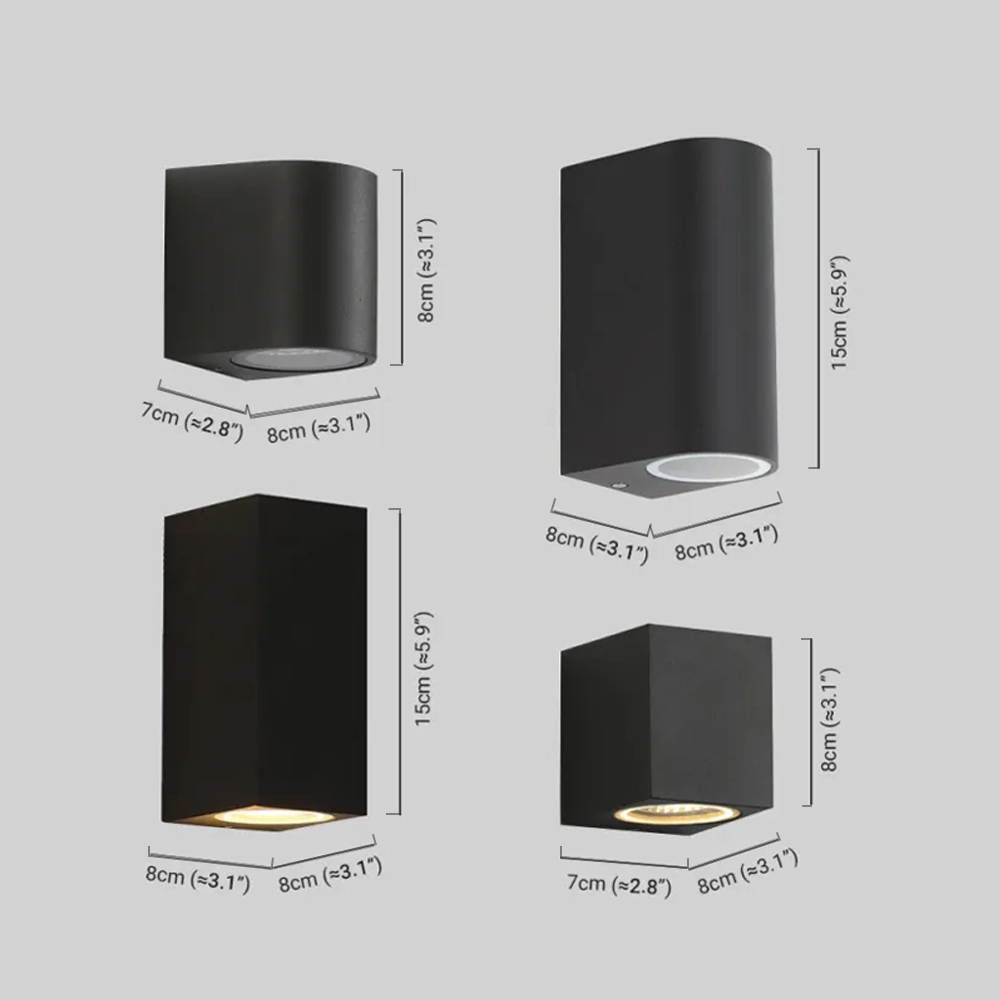 Minimalist Square/Cylindrical Outdoor Wall Lamp - Black Metal for Garden - Flindria