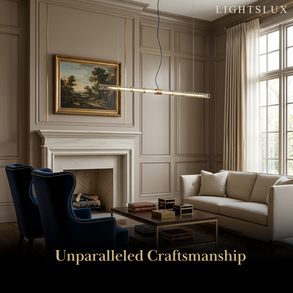 Modern Linear Pendant Light — Gold Metal for Dining Room/Living Room - Flindria