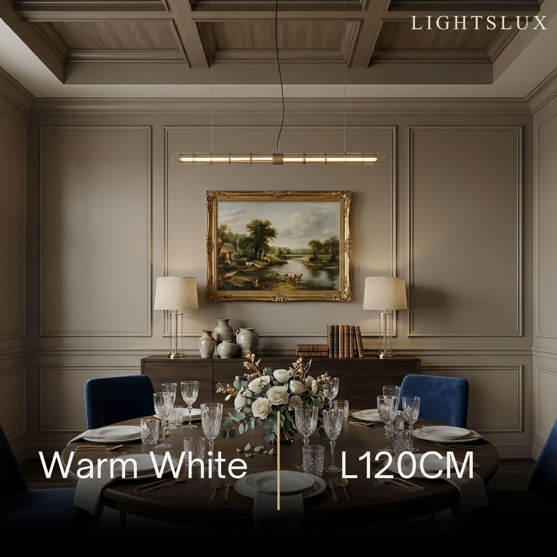 Modern Linear Pendant Light — Gold Metal for Dining Room/Living Room - Flindria