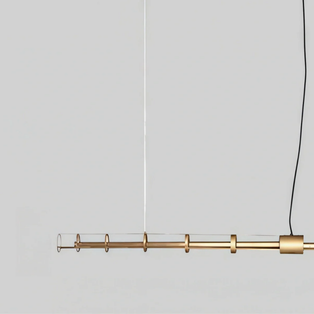 Modern Linear Pendant Light — Gold Metal for Dining Room/Living Room - Flindria