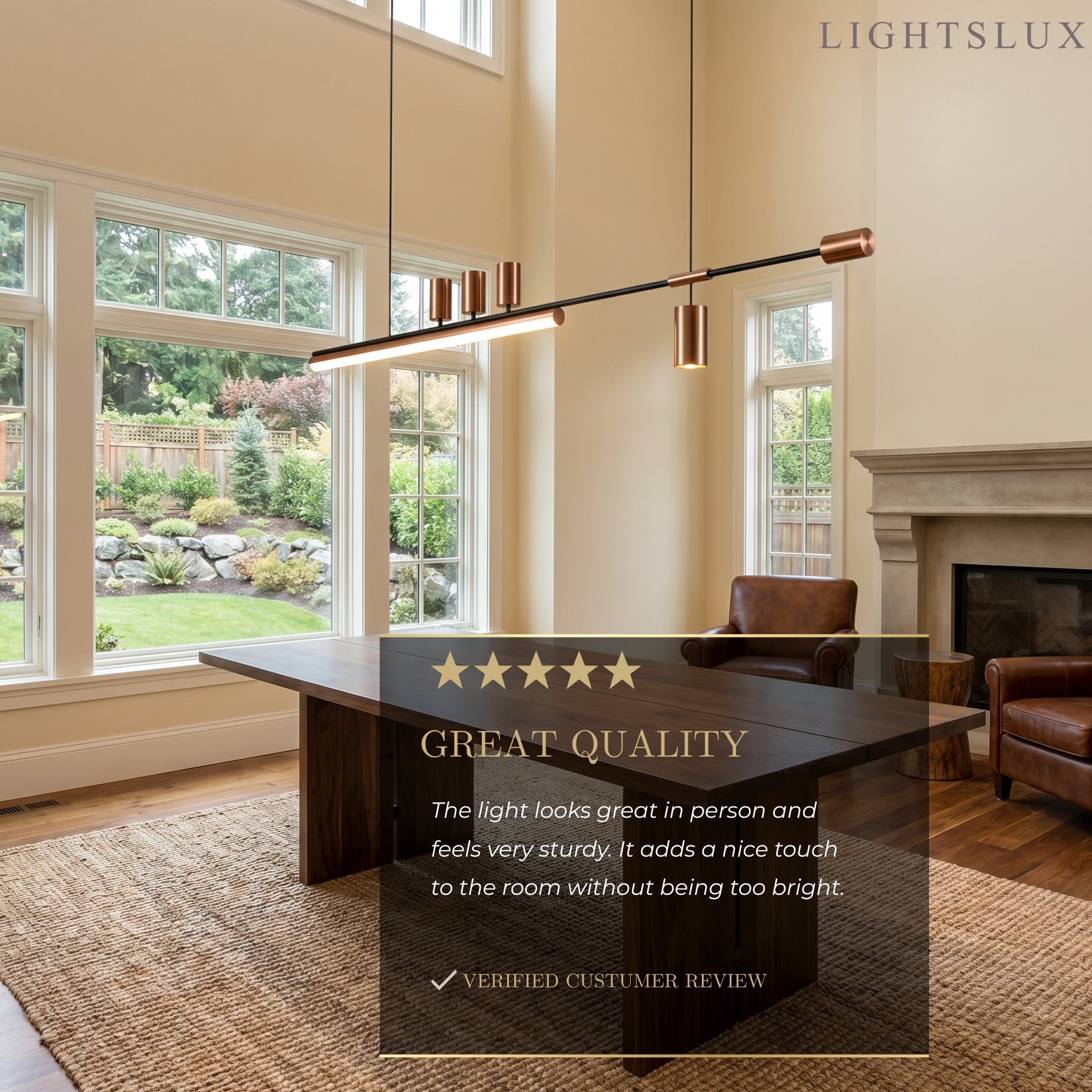 Minimalist Linear Pendant Light — Gold Metal & Acrylic for Dining Room - Flindria