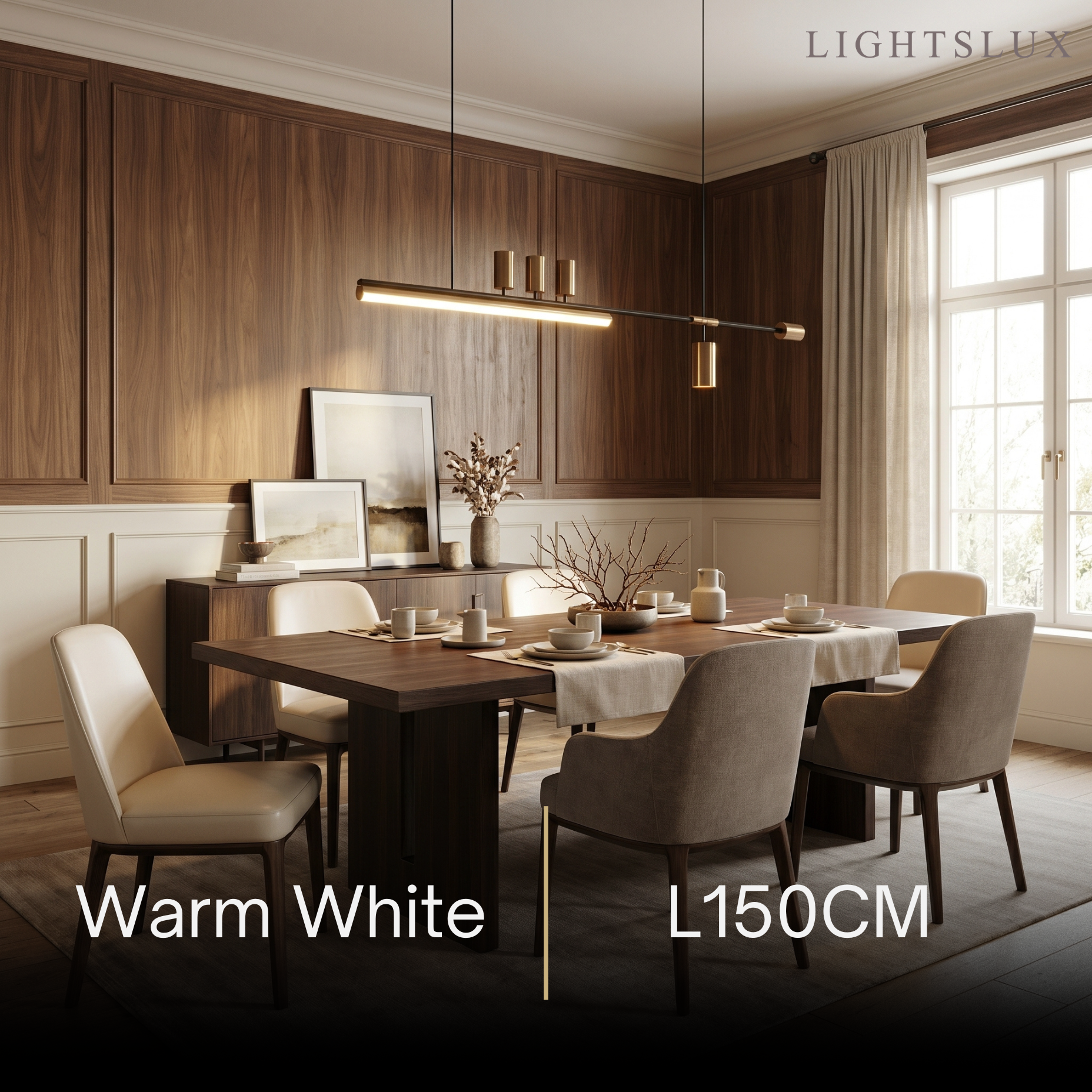Minimalist Linear Pendant Light — Gold Metal & Acrylic for Dining Room - Flindria