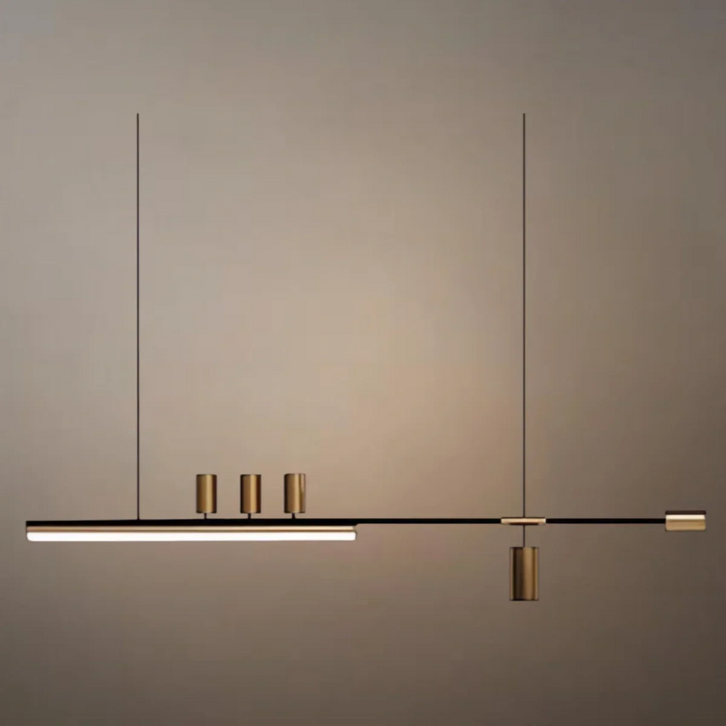 Minimalist Linear Pendant Light — Gold Metal & Acrylic for Dining Room - Flindria