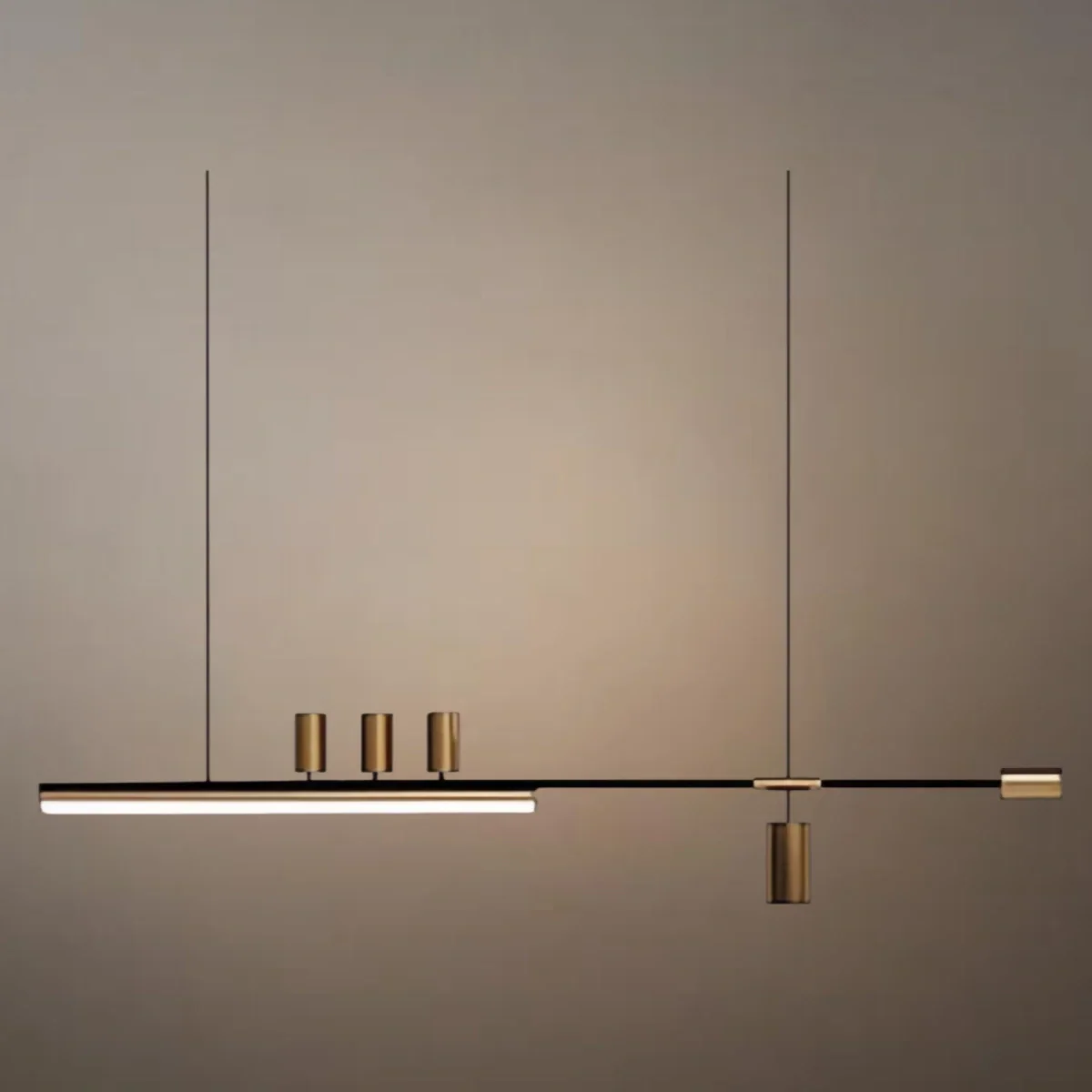 Minimalist Linear Pendant Light — Gold Metal & Acrylic for Dining Room - Flindria