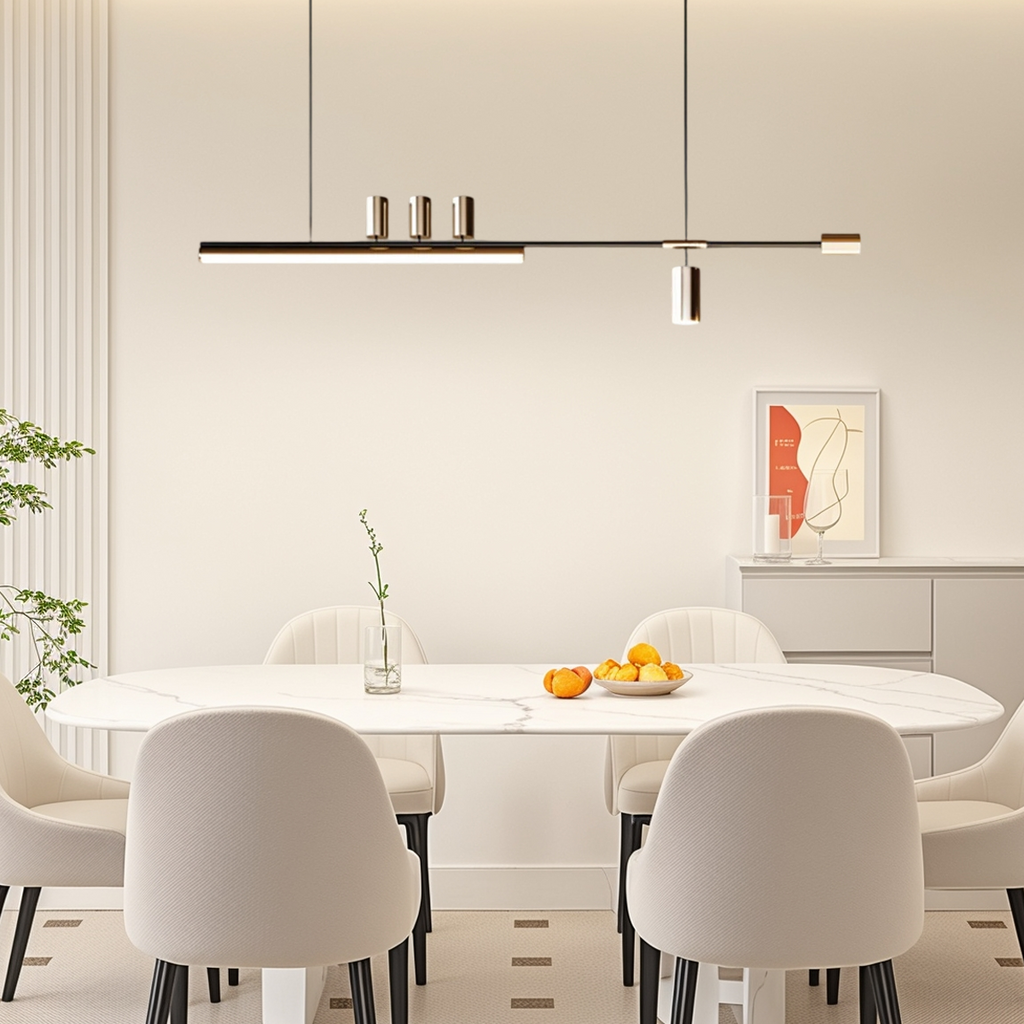 Minimalist Linear Pendant Light — Gold Metal & Acrylic for Dining Room - Flindria