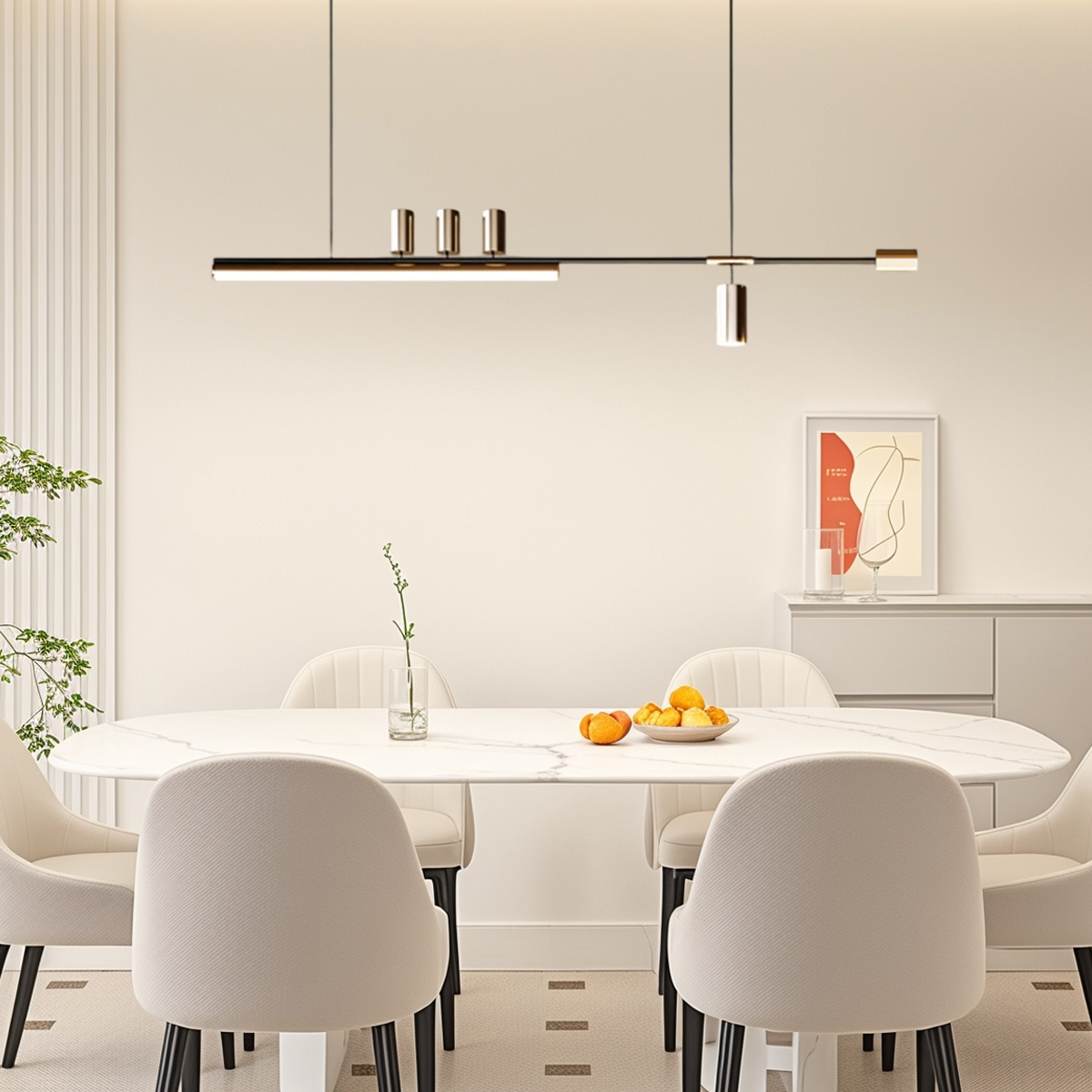 Minimalist Linear Pendant Light — Gold Metal & Acrylic for Dining Room - Flindria
