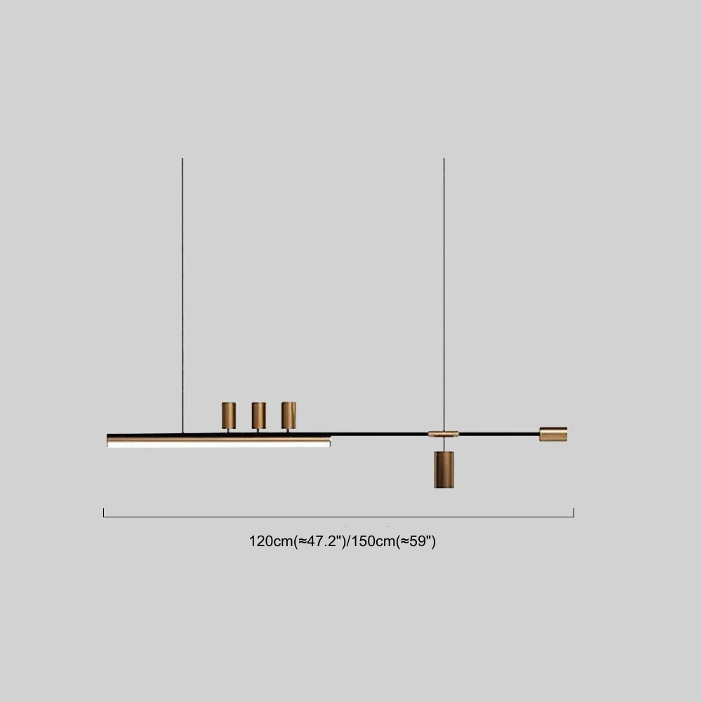 Minimalist Linear Pendant Light — Gold Metal & Acrylic for Dining Room - Flindria