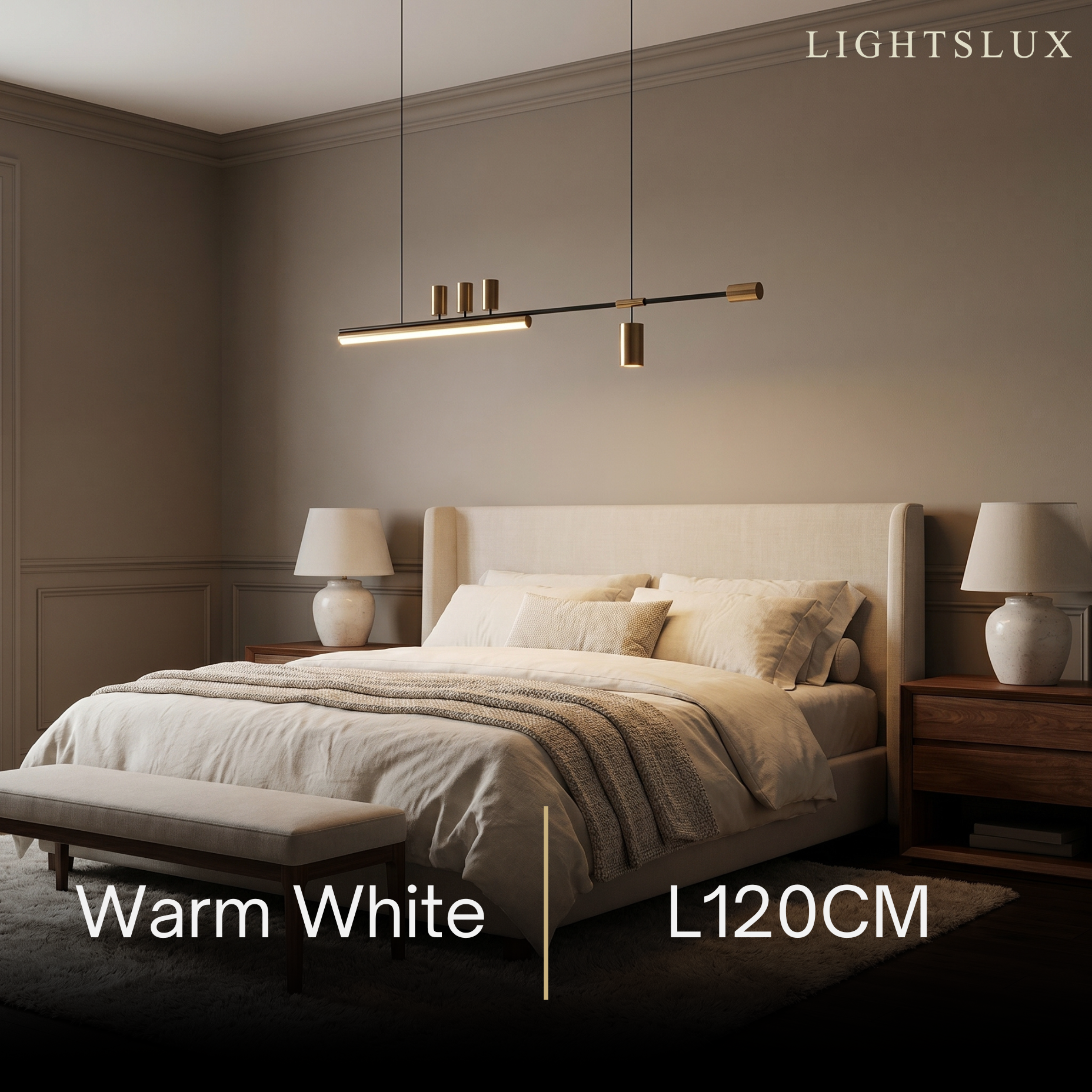 Minimalist Linear Pendant Light — Gold Metal & Acrylic for Dining Room - Flindria