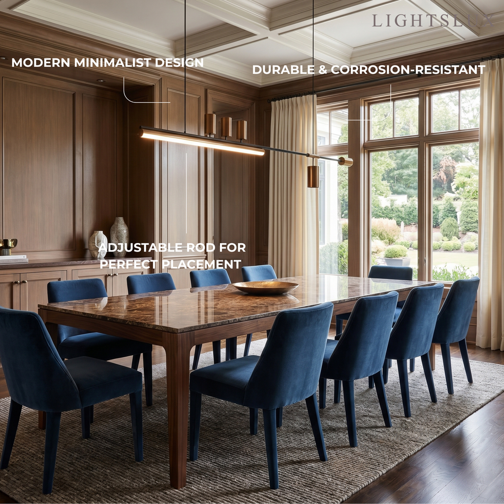 Minimalist Linear Pendant Light — Gold Metal & Acrylic for Dining Room - Flindria