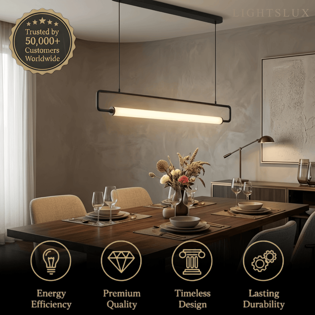 Minimalist Rectangular Pendant Light - Metal & Acrylic for Kitchen - Flindria