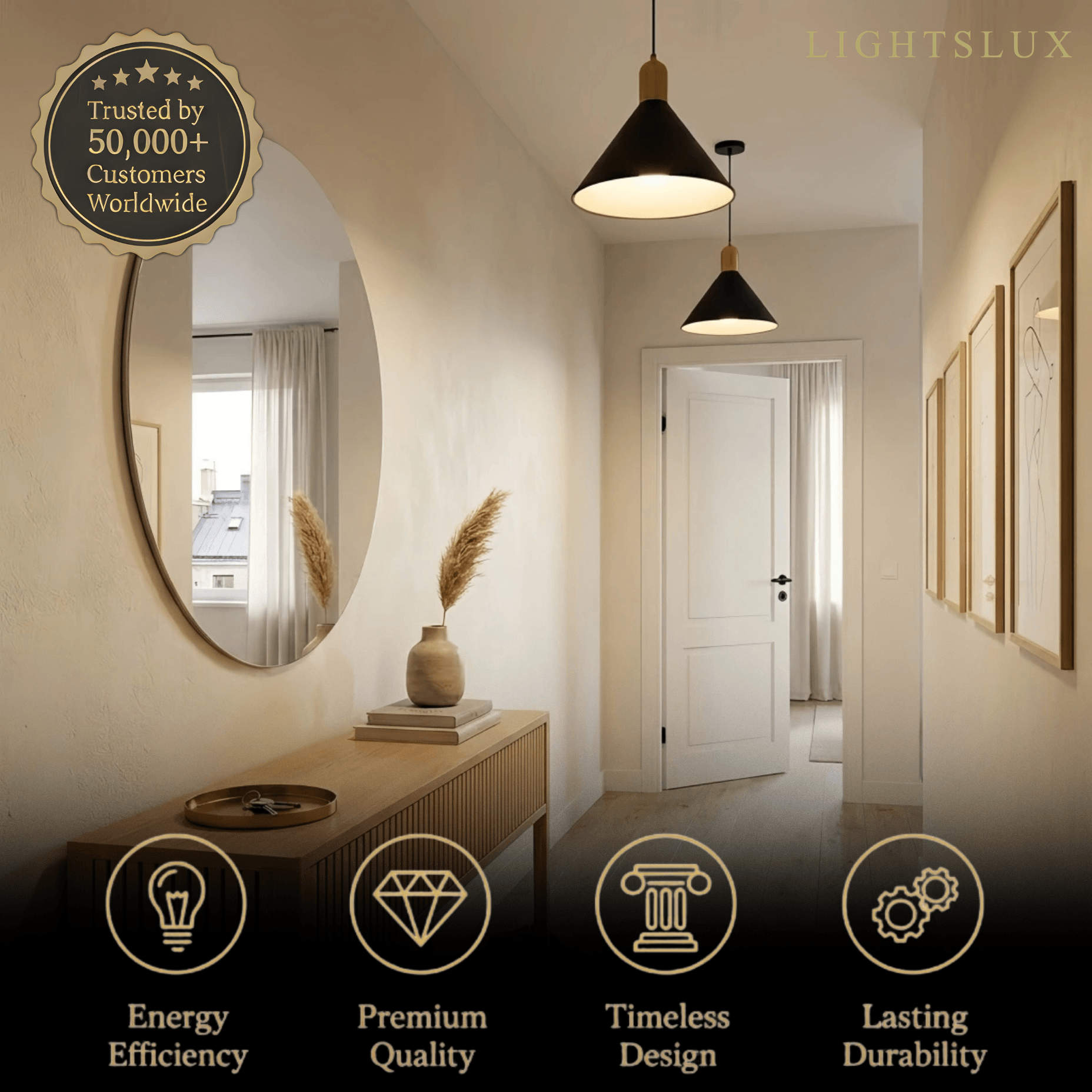 Modern Pendant Light - White/Black/Gold Metal/Acrylic for Bedroom - Flindria