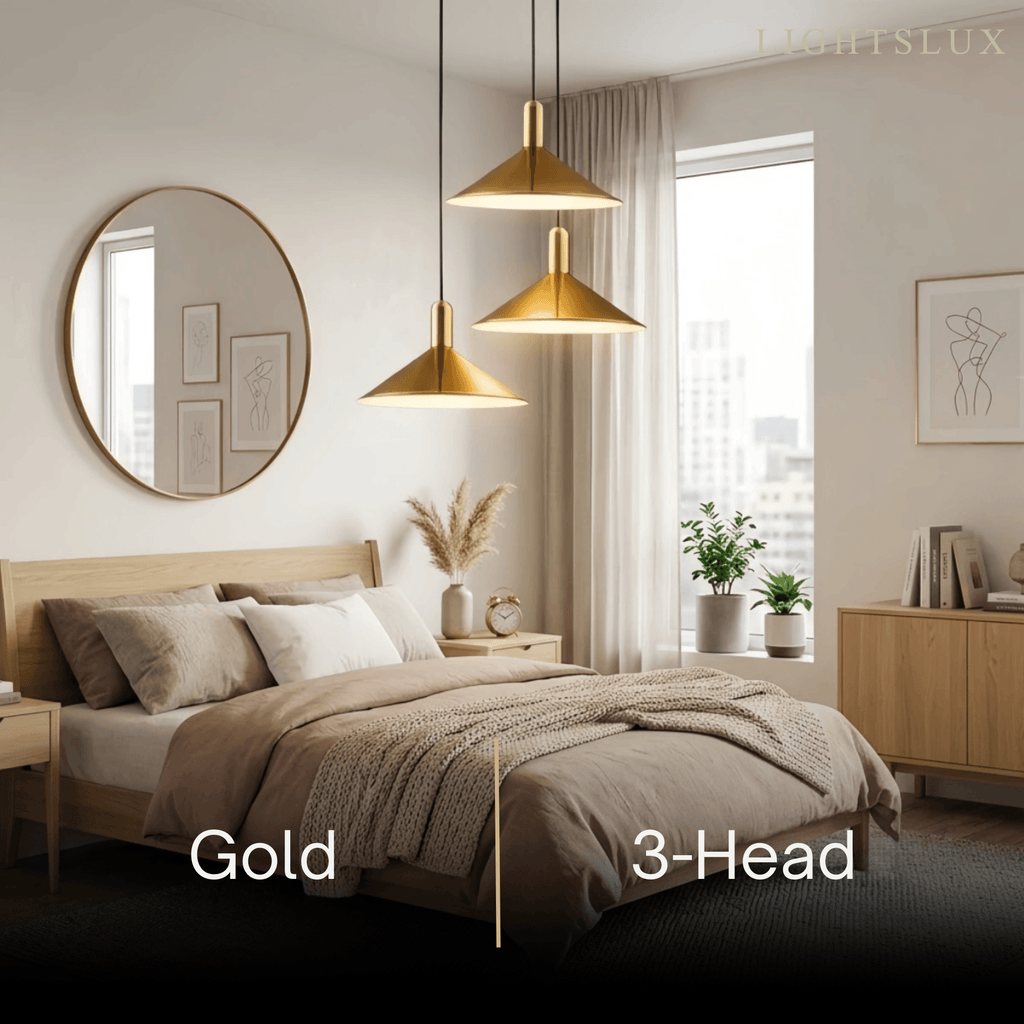 Modern Pendant Light - White/Black/Gold Metal/Acrylic for Bedroom - Flindria