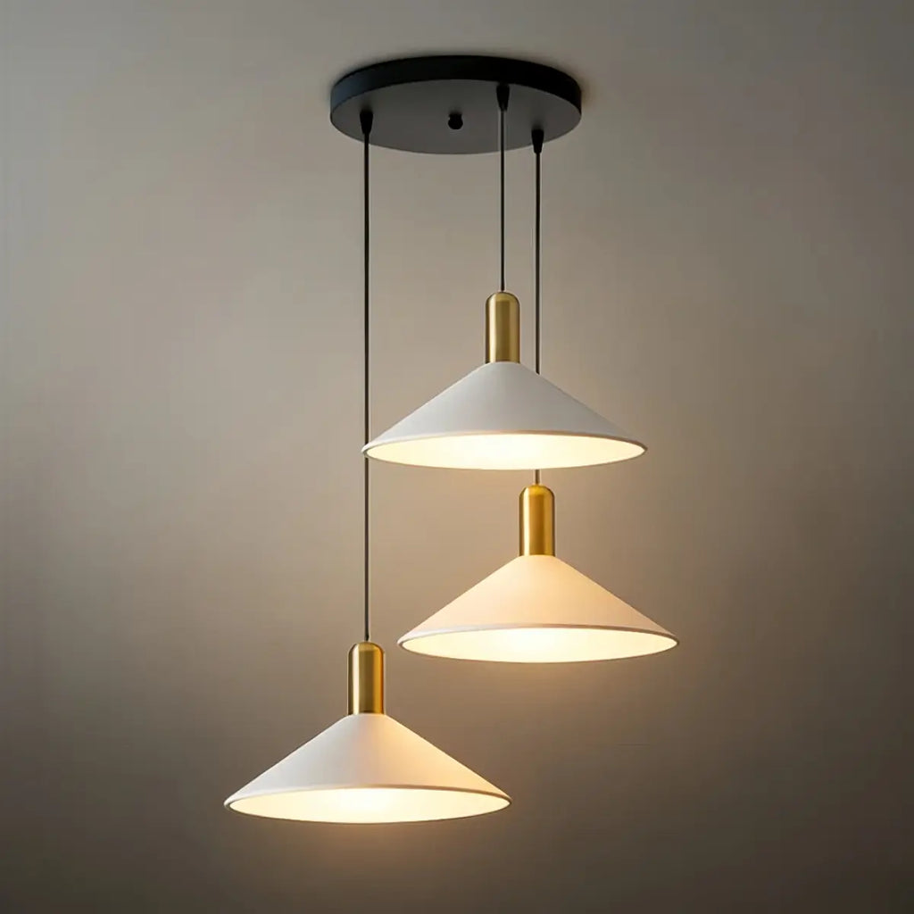 Modern Pendant Light - White/Black/Gold Metal/Acrylic for Bedroom - Flindria