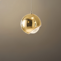 Lámpara colgante moderna tipo bola dorada/plata metal/acrílico para dormitorio/comedor - Flindria