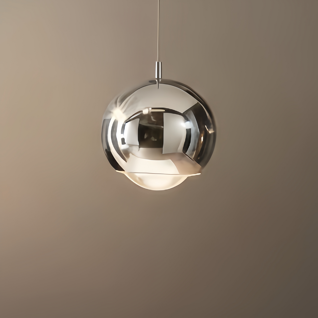 Lámpara colgante moderna tipo bola dorada/plata metal/acrílico para dormitorio/comedor - Flindria