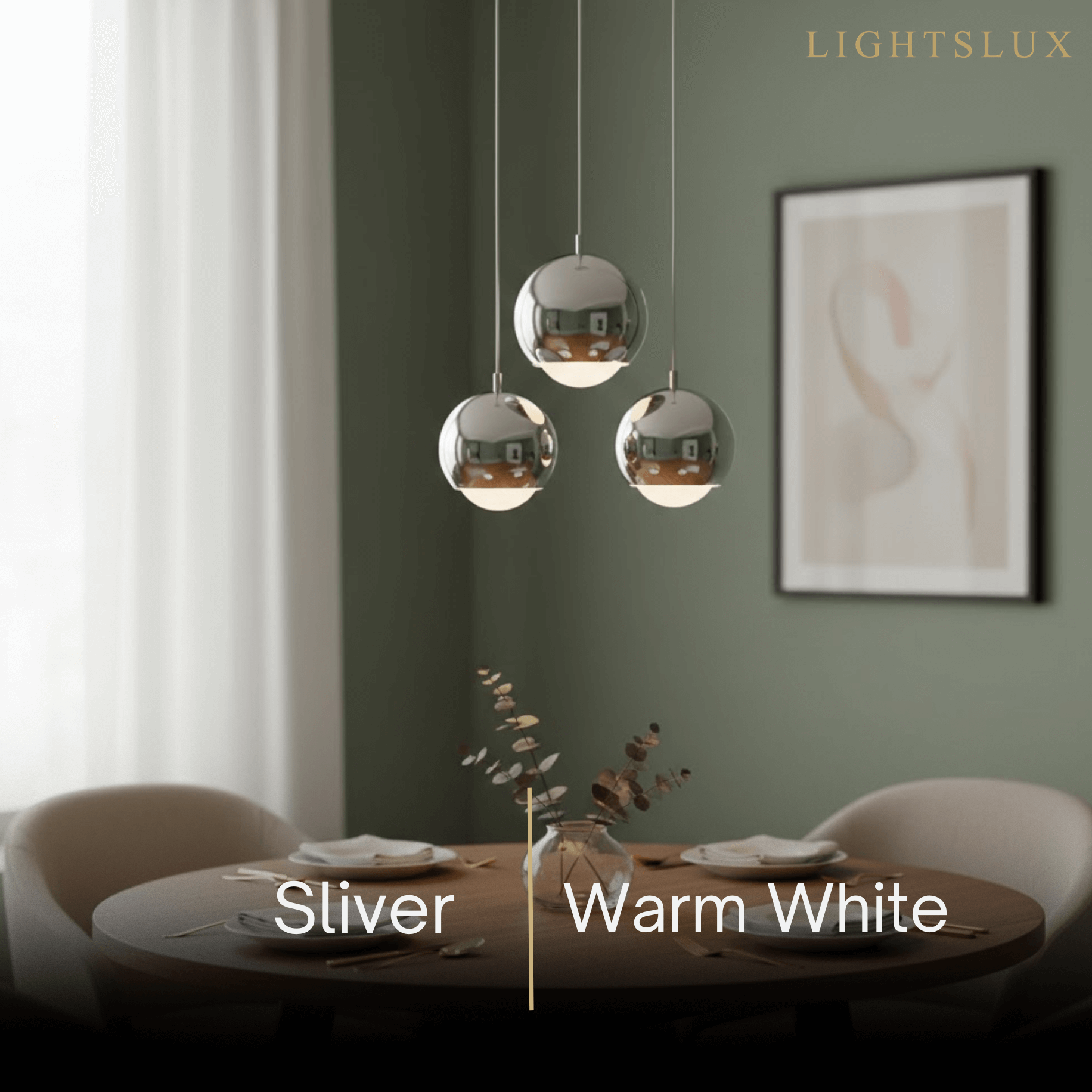 Lámpara colgante moderna tipo bola dorada/plata metal/acrílico para dormitorio/comedor - Flindria
