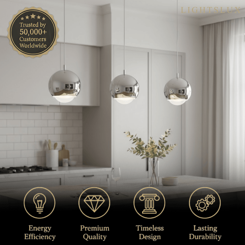 Lámpara colgante moderna tipo bola dorada/plata metal/acrílico para dormitorio/comedor - Flindria