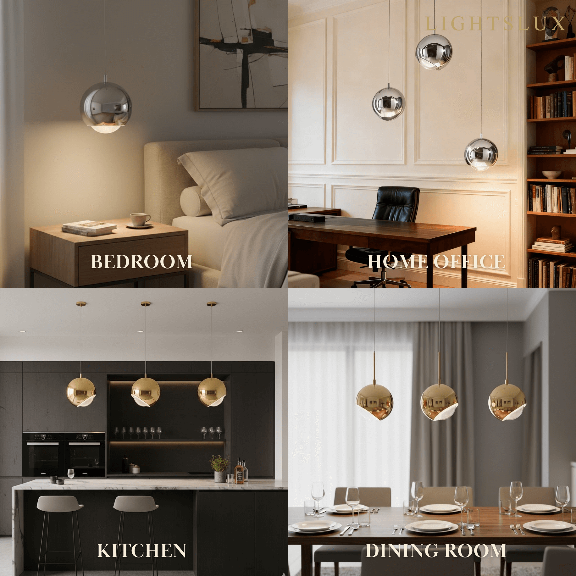 Lámpara colgante moderna tipo bola dorada/plata metal/acrílico para dormitorio/comedor - Flindria