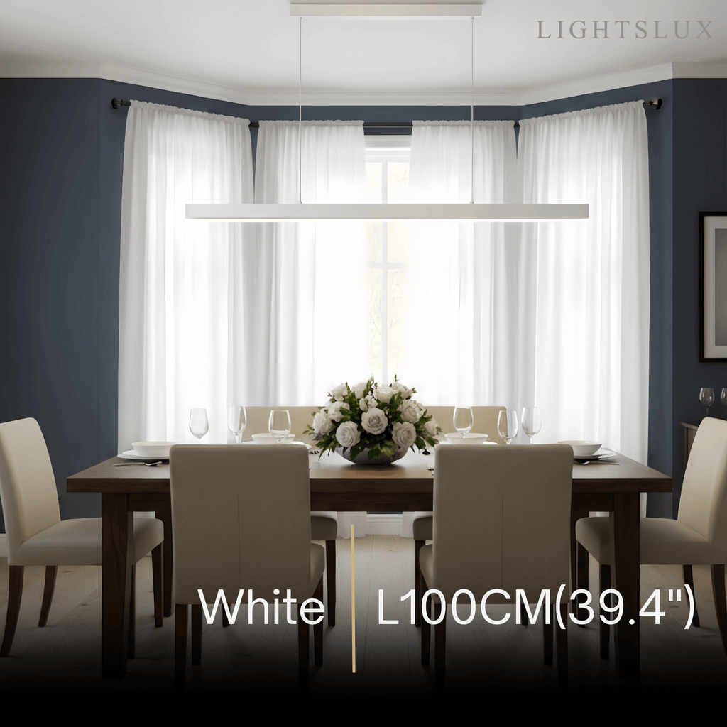 Minimalist Dimmable Linear Pendant Light – Black or White Acrylic for Dining Room - Flindria
